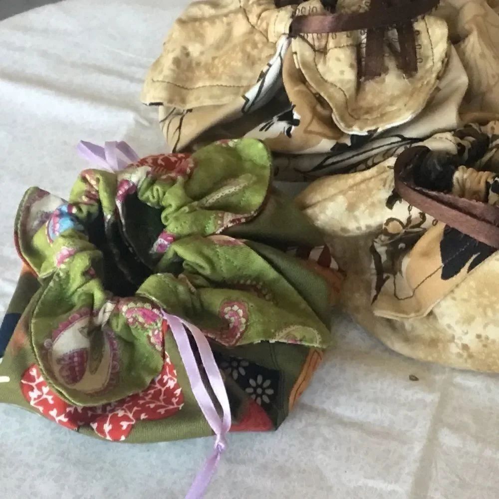 Set of 3 Handmade Drawstring Pouches - Picture 2 of 5
